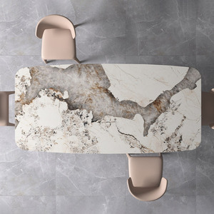 Table et chaise de salle à manger en pierre légère design luxe léger simple ménage moderne petite table de riz rectangulaire en marbre - Product Image 3