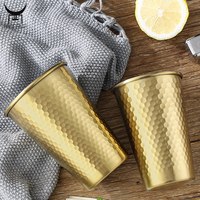 Gobelet coréen martelé en acier inoxydable 304, tasse à eau en métal alvéolé, pour café glacé et bière, idéal pour bars et cafés