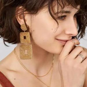 Moda <span class=keywords><strong>Fatti</strong></span> <span class=keywords><strong>A</strong></span> <span class=keywords><strong>Mano</strong></span> di <span class=keywords><strong>Perline</strong></span> Dichiarazione <span class=keywords><strong>Orecchini</strong></span> Per Le Donne Geometrica Doppio Quadrato Lungo Pendenti Miyuki In Rilievo <span class=keywords><strong>Orecchini</strong></span> Del Partito Dei Monili - Product Image 2