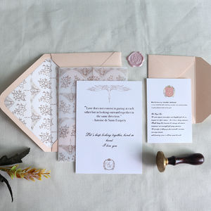 De lujo de oro translúcido vitela papel de regalo de papel de hoja de oro letras tarjeta de invitación de boda con sobre y sello de cera - Product Image 4