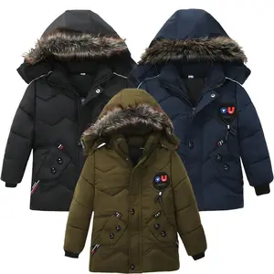 warm wholesale winter kids children baby boys fur jackets long coats clothes