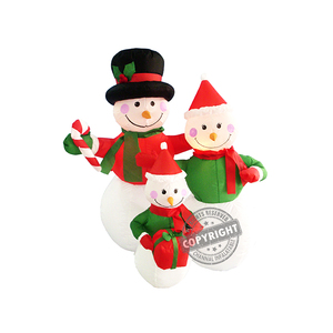Decoración Navideña Inflable Iluminada, Familia de Muñecos de Nieve con Regalo y Bastón de Caramelo - Product Image 1