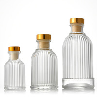 Bouteilles diffuseurs à roseaux en verre transparent gaufré vintage de 50 ml, 100 ml, 200 ml, mini-vases décoratifs arrondis en forme de bourgeon de fleur en stock