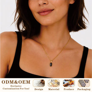 Collar de Joyería de Moda de Lujo Personalizado con <span class=keywords><strong>Cadena</strong></span> <span class=keywords><strong>Cubana</strong></span> de Circonitas de Colores, Impermeable y Resistente a la Decoloración, de Acero Inoxidable con Baño de <span class=keywords><strong>Oro</strong></span> de 18K - Product Image 1