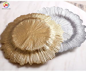Piring Kaca Emas Berkualitas Tinggi 13 Inci untuk Acara Perjamuan Makan Piring Kaca Hias - Product Image 4