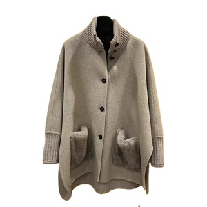 Nuovo Arrivo QC25089 <span class=keywords><strong>Cappotto</strong></span> Invernale da Donna in Lana, Cashmere e Pelliccia di Visone Ecologica con <span class=keywords><strong>Tasche</strong></span> - Product Image 1