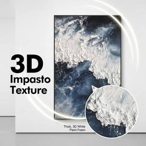 Dipinto a Olio di Lusso in Bianco e Nero su Tela con Cornice, Paesaggio con Onde per Interni, Arte Decorativa per Soggiorno, Camera da Letto, Portico e Corridoio - Product Image 2