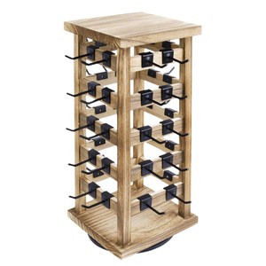 Porte-bijoux rotatif en bois massif, présentoir multi-niveaux, rangement de bureau, style rustique - Product Image 5