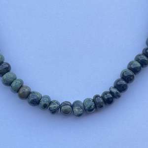 8mm 10mm 12mm Natural Kambaba Jasper Stone Smooth Rondelle Gemstone Beads Strand Necklace <b>Gold</b> Plated AAA Grade IGI Certified - Product Image 2