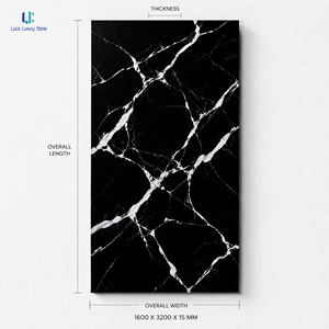 แผ่นหินเผาสีดำลายเส้นโดดเด่น Luca Polished Bold Vein Black Sintered Stone Slab คุณภาพเยี่ยม แท้จริง ดั้งเดิม ทนทาน แข็งแกร่ง สง่างาม งดงาม งดงามอย่างเป็นธรรมชาติ - Product Image 3