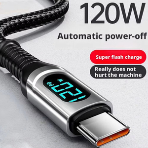 สาย6A ข้อมูล USB C PD120W ชาร์จเร็วจอแสดงผลดิจิตอลสำหรับ <span class=keywords><strong>iPhone</strong></span> 15 16 17 Pro maxxiaomi <span class=keywords><strong>Samsung</strong></span> - Product Image 6