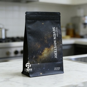 Digital Printed Custom Resealable Plastic Eight Side Seal Coffee Bean <b>Packaging</b> <b>Bags</b> With Zipper Flat Food Grade Foil <b>Bags</b> - Product Image 4