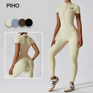 नई डिजाइन जिपर कम बाजू की नग्न योग jumpsuit महिलाओं पहनने फिटनेस bodysuit जिम jumpsuit महिलाओं