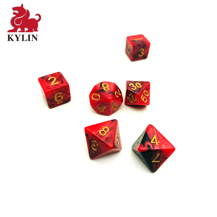 Personnalisable D'encre Éléments Série Double Couleur Dés Polyédriques Ensembles Assorties Rôle Jeu de Dés