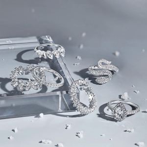 Bagues Dylam élégantes en argent S925 plaqué rhodium, zircone 5A à coupes variées, pour mariage, fiançailles et promesse - Product Image 1