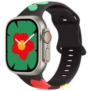 Pour Apple iwatch 8ultra/s7 bracelet en silicone avec figure-8 bouton Unity Flower Silicone pour bracelet Apple Watch