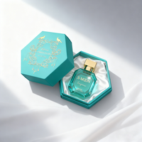 Flacone di Profumo in Vetro Vuoto Quadrato Piatto di Alta Qualità, 30ml 50ml 100ml, con Coperchio Quadrato Dorato e Confezione Regalo