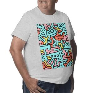 Image personnalisée T-shirt grande taille pour hommes Style Streetwear 100% coton avec spandex imprimé dessin animé contraste motif sérigraphie méthode - Product Image 4