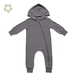 Bamboo jersey hooded zippered romper zipper romper baby Long Sleeve baby hooded rompers Eco-friendly hoodie Baby Sleeper