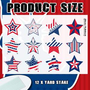 Letrero para Patio del Día de la Independencia, Nuevo, con Estrella de Cinco Puntas, Elementos Rojo, Azul y Blanco, 25*25cm, Impermeable y Resistente al Sol, de Plástico - Product Image 6