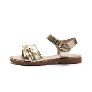 Sandali piatti con cinturino alla caviglia e fibbia per bambine Hicute, design con volant dorati, <span class=keywords><strong>scarpe</strong></span> estive da festa per bambini, modello 033, tendenza moda perfetta - Product Image 6