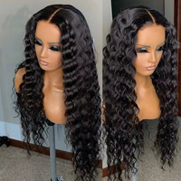 Perruques de cheveux humains vierges indiens bruts à cuticules alignées, Lace Front HD transparente 13X4 sans colle, Ondulation profonde, pour femmes noires