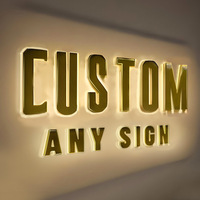 Lettres en métal doré Enseignes de magasin d'affaire Logo acrylique 3d personnalisé Lettres de canal LED Enseignes rétroéclairées Publicité murale extérieure