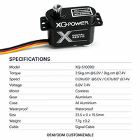 Mini Servo UAV XQ-S1009D 9g, Micro Servo Numérique Sans Noyau, Étanche, Boîtier d'Engrenages en Aluminium, 7.4V, pour Avion RC