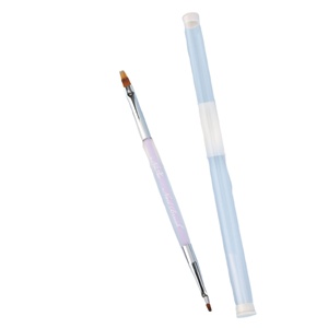 Pinceau à ongles double embout pour manucure, stylo de photothérapie en silicone pour motifs floraux, pinceau plat en poils synthétiques avec virole ondulée, outil de nail art - Product Image 5