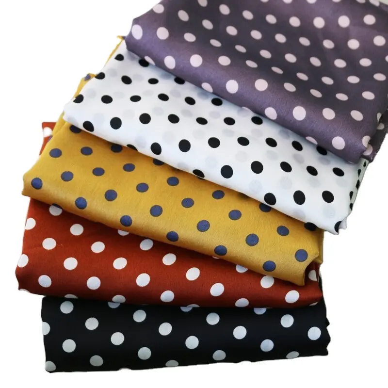 Chinese supplier High quality cheap polka dot pattern printed polyester satin fabric for dress