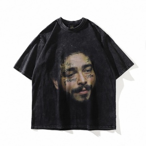 T-shirt en coton tricoté 100% respirant, ample et de haute qualité, avec motif Avatar, noir, col rond, manches courtes - Product Image 1