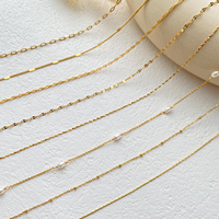Collier en chaîne plaqué or 18 carats, chaîne de perles, chaîne de boîte, bijoux pour femmes, collier à porter tous les jours, cadeau pour elle