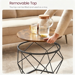 Prezzo all'ingrosso robusto lusso semplice rimovibile rotondo moderno in metallo & in legno tavolino da caffè per soggiorno camera da letto balcone - Product Image 2