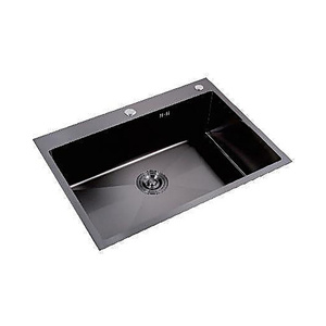 Fregadero de cocina grande de un solo seno de acero inoxidable 304 con acabado PVD negro bronce de 700x500mm empotrable con grifo extraíble - Product Image 6