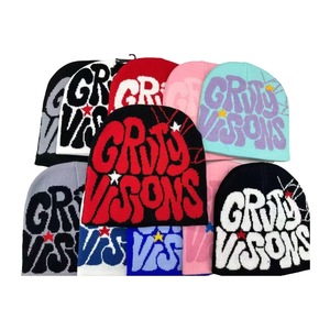 Gravity Visions Jacquard Beanie Hat Unisex Vintage <b>Winter</b> <b>Cap</b> 100% Cotton Breathable Waterproof Letter Pattern Casual Adult - Product Image 1