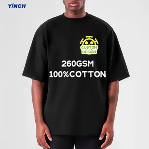 تيشيرت للرجال من YINCH Garment مخصص برقبة مستديرة 260 جرام تيشيرت رجالي من القطن 100% عالي الجودة بكتف عارٍ تيشيرتات مطبوعة بعبارة Anime cos