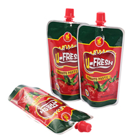 Pochettes souples personnalisées avec bec verseur rotatif de qualité alimentaire pour l'emballage de sauce tomate, sacs en plastique Mylar liquides avec buse