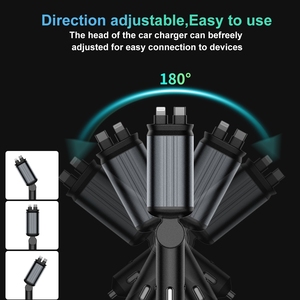 อุปกรณ์ชาร์จในรถยนต์แบบ USB C ชาร์จเร็ว พร้อมสายชาร์จแบบยืดหดได้ 4 in 1 ที่ชาร์จในรถยนต์แบบยืดหดได้พร้อมไฟรูปดาว - Product Image 4