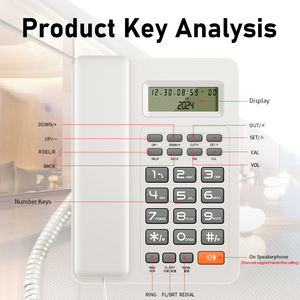 โทรศัพท์อเนกประสงค์แบบมีสายพร้อมหมายเลขโทร<span class=keywords><strong>ศัพท์</strong></span>ปุ่ม<span class=keywords><strong>ภาษา</strong></span>อังกฤษสำหรับ FICAN8204โทรศัพท์สำนักงาน - Product Image 4