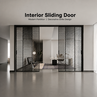 Porte coulissante en verre pour jardin intérieur minimaliste, isolation acoustique, double vitrage, verre trempé, cadre en alliage d'aluminium, séparateur de pièce