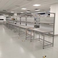 Banc de travail ESD robuste Detall pour réparation électronique, capacité 2000 lbs, panneau perforé métallique, multiprise, cadre en aluminium