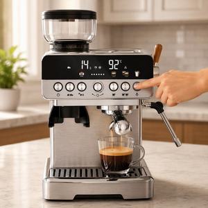 เครื่องชงกาแฟเอสเพรสโซ่ Lyjo 58 มม. พร้อมเครื่องบดกาแฟแบบกรวย 20 ระดับการบด กำลังไฟ 1350 วัตต์ ตัวเครื่องสีเงิน สำหรับร้านกาแฟและบาริสต้าที่บ้าน - Product Image 2