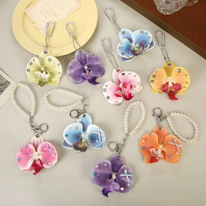 <span class=keywords><strong>Kawaii</strong></span> faux तितली orchid फूलों की कीरिंग महिला कार की चाबी गहने लक्जरी डिजाइनर आकर्षक पेंट्स - Product Image 4