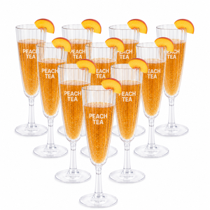 Copas de Champán de Plástico <span class=keywords><strong>con</strong></span> Tapas, Copas de Vino Transparentes Desechables para Bodas, Brindis, Fiestas y Eventos, Libres de BPA, Paquete de 100 - Product Image 1