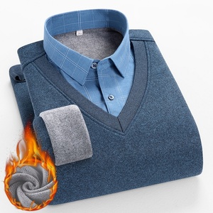 Camicie da <span class=keywords><strong>uomo</strong></span> autunno inverno per il commercio all'ingrosso da <span class=keywords><strong>uomo</strong></span> in pile caldo e spessa con collo alto Casual camicia a maniche lunghe da <span class=keywords><strong>uomo</strong></span> - Product Image 4