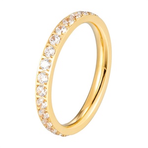 Wholesale Minimalist Jewelry <b>Crystal</b> <b>Ring</b> Women Anniversary Gift Gold Plated Stainless Steel Zircon <b>Ring</b> - Product Image 1