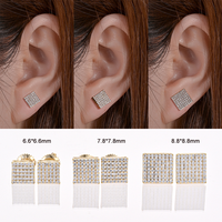 Boucles d'oreilles clous carrées en argent sterling 925 avec moissanite VVS, testées au diamant, 6mm 7mm 8mm, fermoir à vis creux GRA, style Hip Hop
