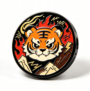 Pin de Metal Esmaltado Personalizado con Diseño de Tigre, Chapado en Oro, Insignia Redonda para Solapa, Souvenir para Ropa y Regalo - Product Image 3