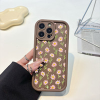 Coque de téléphone portable Dropshipping Fleurs Roses pour iPhone 16 15 17 Air Pro Max, Coque Arrière Givrée Antichoc Couleur Bonbon