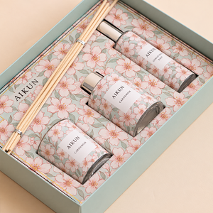 Aikun Soft Floral Osmanthus Rain Cardamom Boxed Room Fragrance Gift Collection with Diffuser <b>Candle</b> Spray for Holiday Gifting - Product Image 1